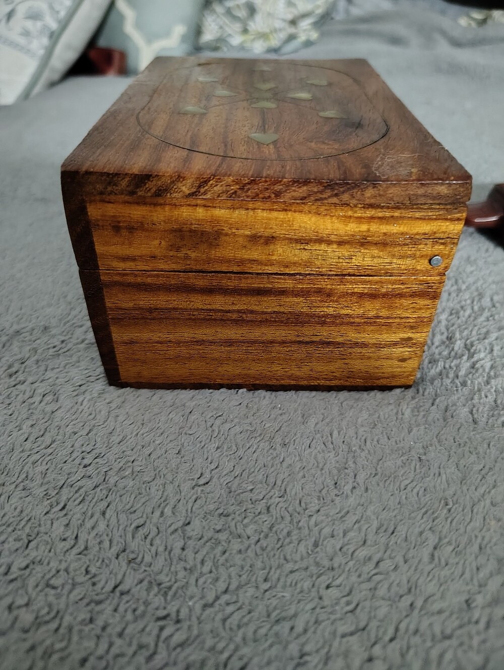 Wooden Jewelry Box with Brass Inlay - Brown - Picture 4 of 8